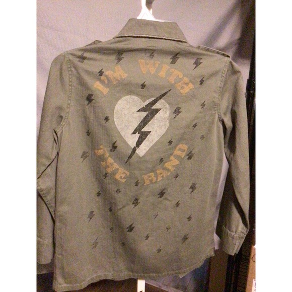Junk Food "I'm with the Band" Jacket Shirt Green (Size XS) - - Picture 5 of 6